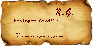 Maninger Geréb névjegykártya